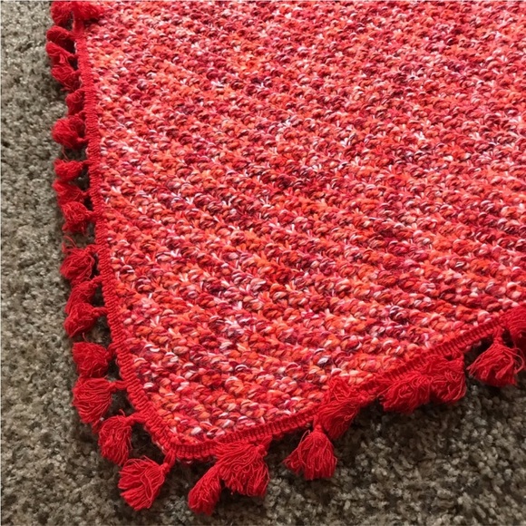 Eve & Al Knitted Throw Rug Blanket Tassel Orange 46” x 48” - Picture 4 of 7